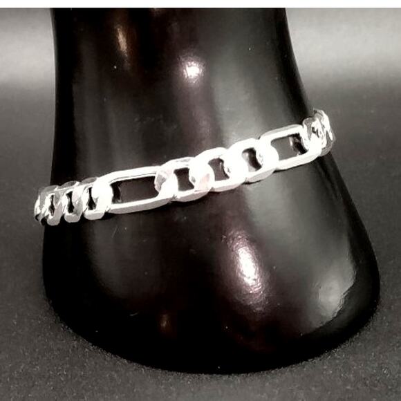 925 Silver Figaro Chain Style Bracelet Jewelry 8mm Anniversary Birthday Gift